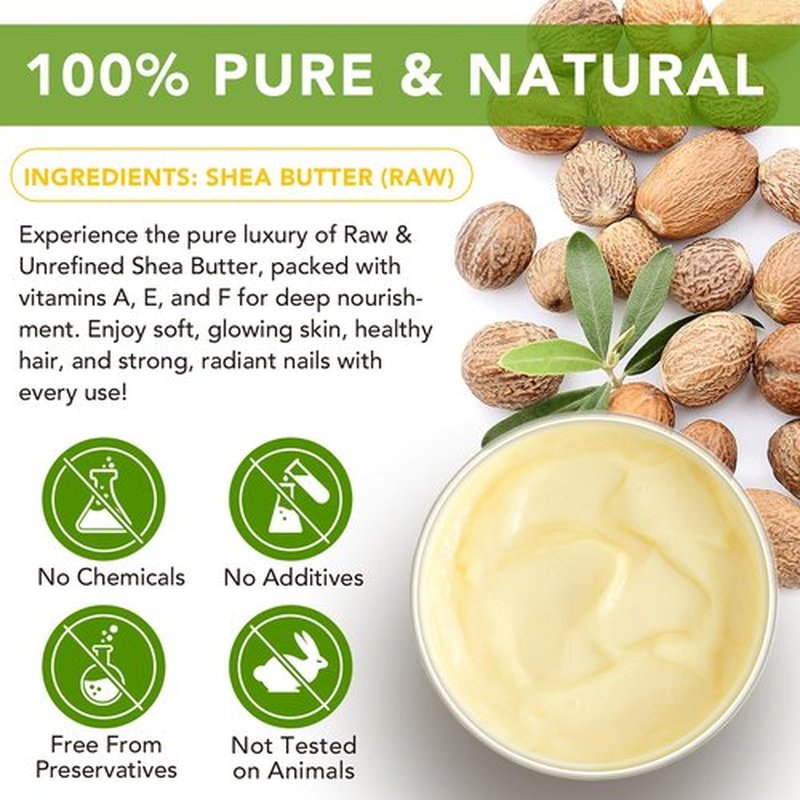 Jiugonggang Pure Organic Shea Butter Raw, Unrefined Body & Face Butter, 100% Pure & Natural Body Butter for Dry, Cracked Skin, Stretch Marks & Anti-Aging, 7.76 oz