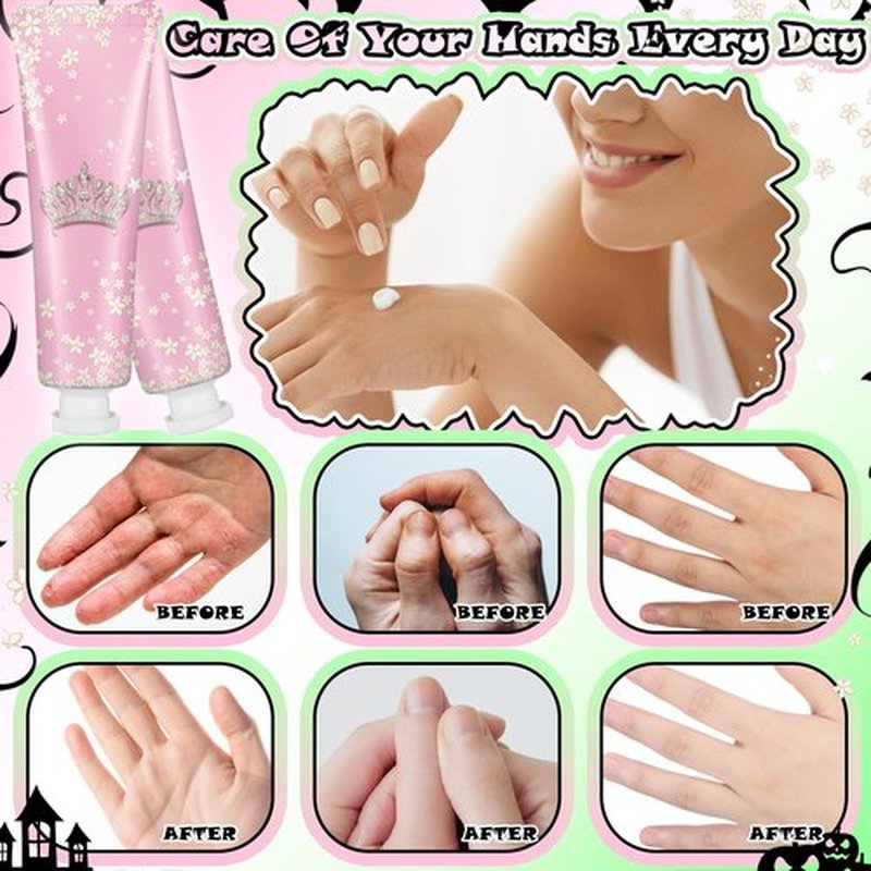Loopeer 12 Pcs Magic Witch Hand Cream Bulk Pink Green Party Favor Hydrating Mini Hand Lotion with Rose Scent for Galentine's Day Goodie Bag Stuffers Thank You Gift, Travel Size (Crown)