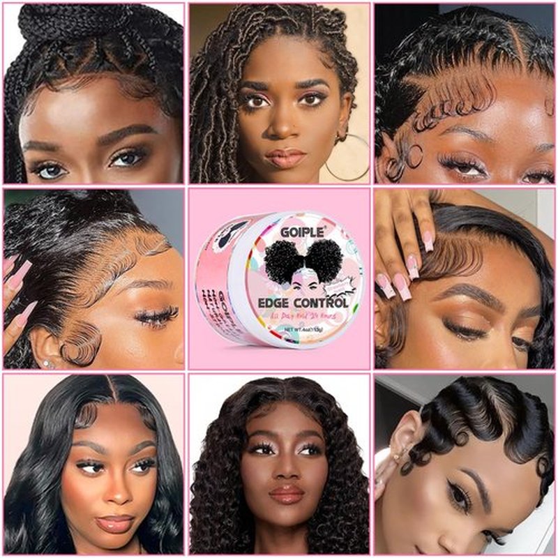 Edge Control Wax for Women Strong Hold - Edge Smoother Edge Wax Styling Gel Edge Control Wax for Black Hair - Rose & Castor Hair Oil for Hair Growth Strengthening Hair Oil Briad Bonnet Brush Set
