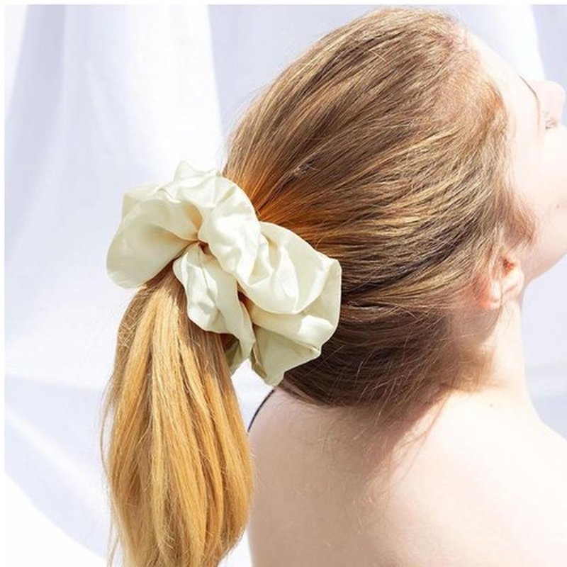 4 Packs Extra Large Satin Silk Hair Scrunchies Soft Big Oversized Scrunchy Thick Elastic Fluffy Hair Ties Ponytail Holder Jumbo Scrunchies for Women and girls
