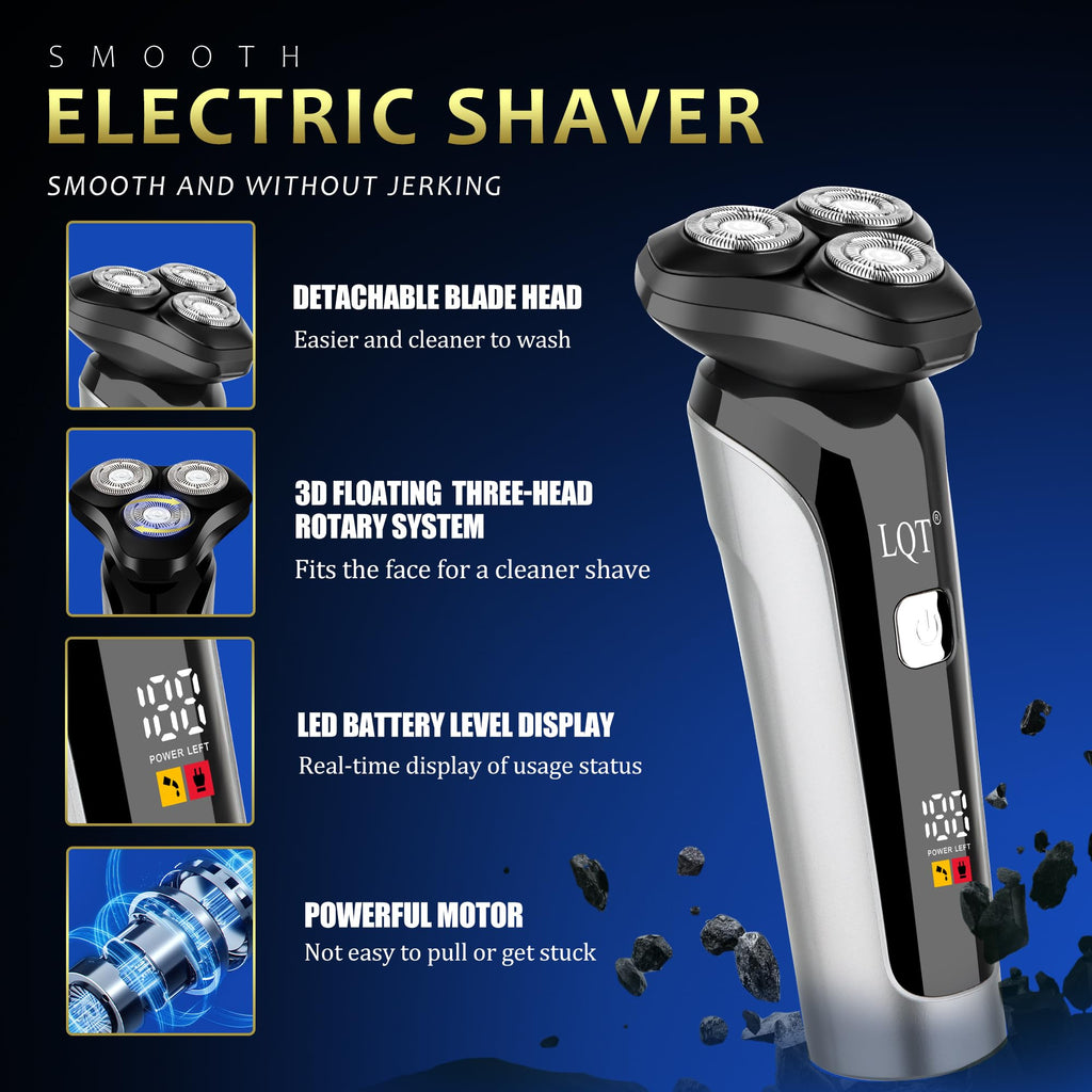 LQT Professional Barber Kit for Men, Cordless Hair Clipper, Trimmer & Shaver Set with LED Display, USB-C Rechargeable Battery,Low Noise,Grooming Gift for Husband, Father, Boyfriend (Black Blue)