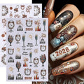 6Pcs Christmas Nail Art Stickers Decals 2026 New Year Fireworks Clock Nail Design Stickers Winter Xmas Nail Art Supplies 3D Self Adhesive Glitter Nail Decals Holiday Manicure Accessories for Women
