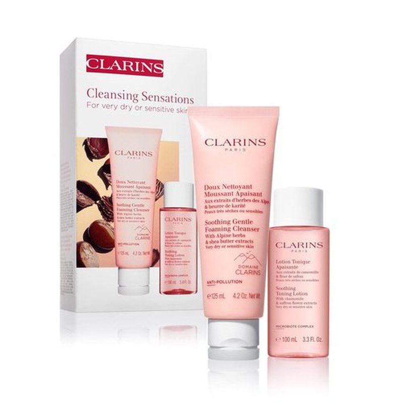 Clarins Soothing Gentle Foaming Cleanser - Cleanses & Balances | Organic Chamomile & Shea Butter | Soap-Free for Sensitive Skin