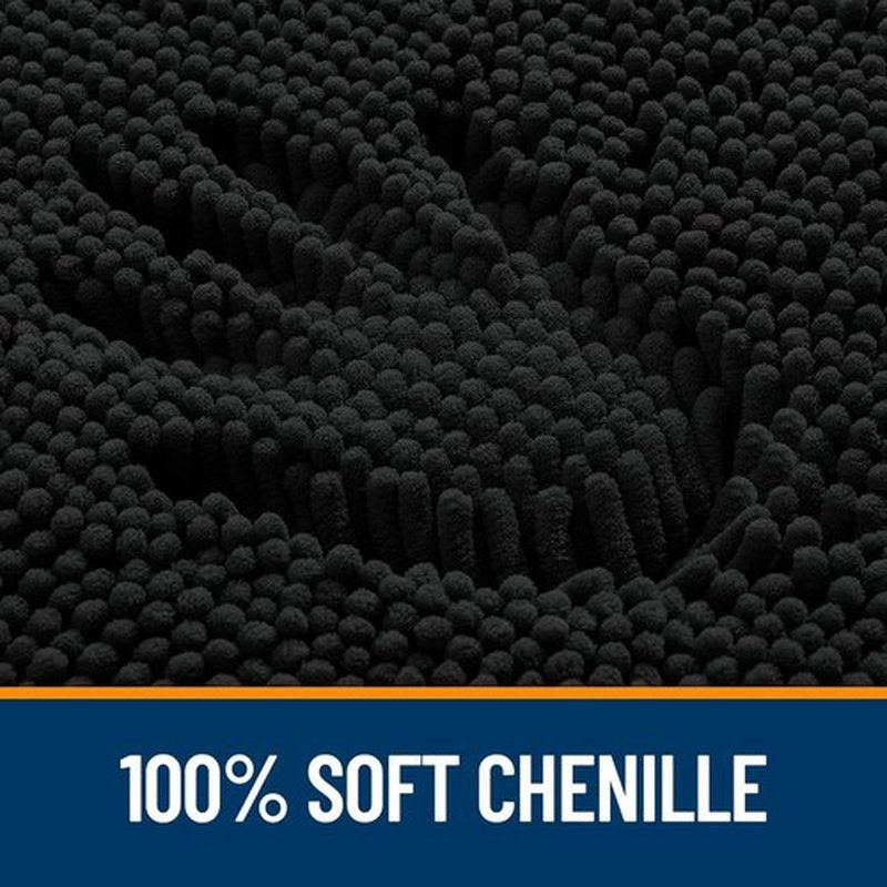 OLANLY Bathroom Runner Rugs - Extra Soft Chenille Bath Mats | Quick Dry, Machine Washable, 44x24 Inches, Black