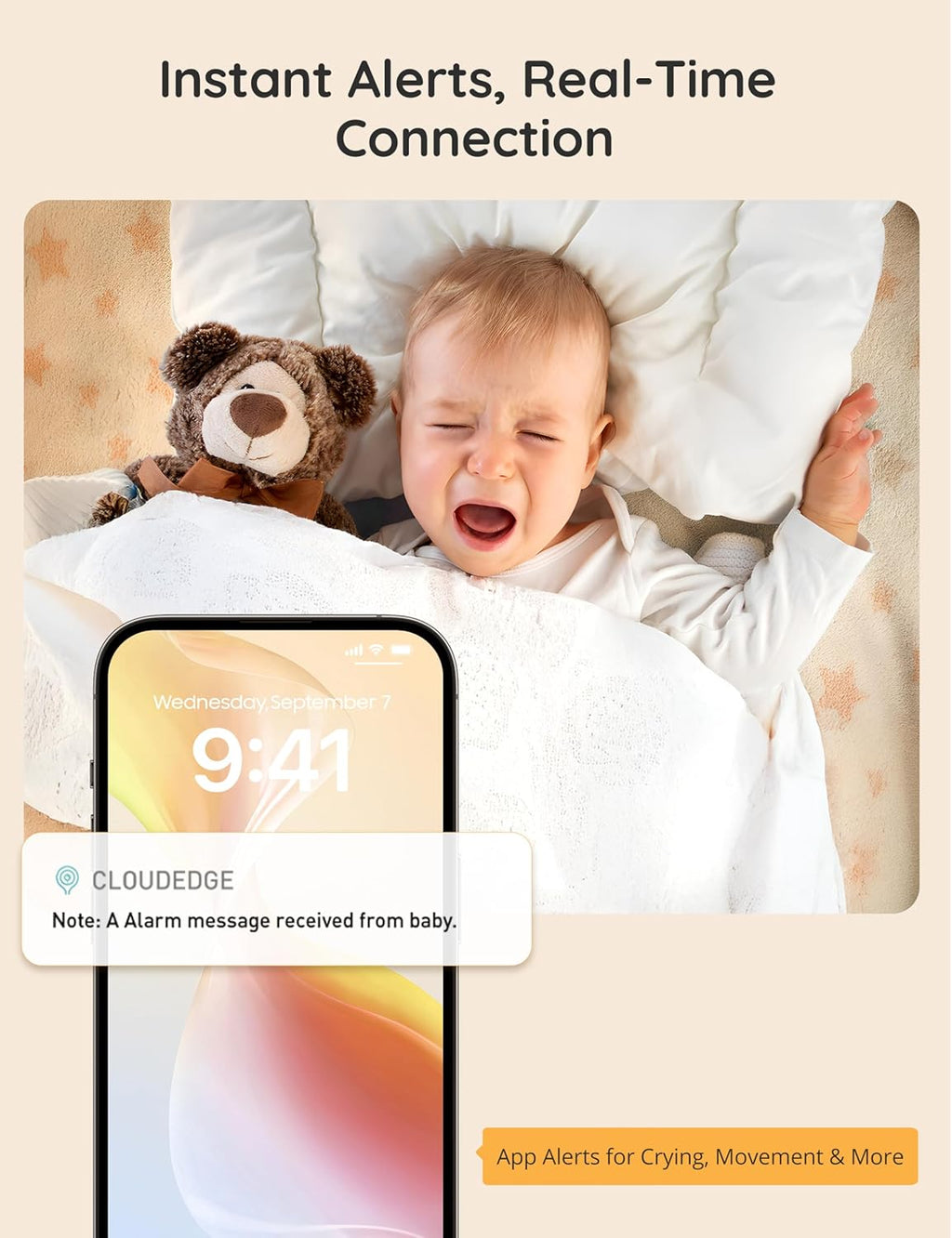 2K Baby Monitor by [Brand Name] - WiFi Camera with 5" Display, App Control & Night Vision