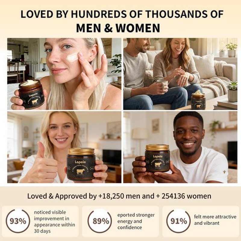Lopeie Upgraded Organic Beef Tallow for Skin & Face – Whipped Grass-Fed Tallow and Honey Balm for Dry, Sensitive Skin, Natural Hydrating Face Moisturizer with Raw Honey (Unscented)