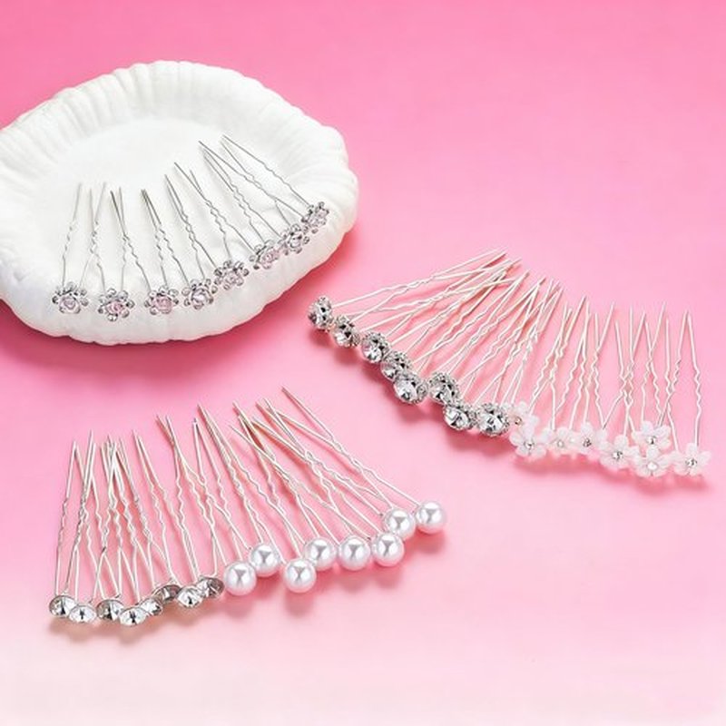40 PCS Wedding Hair Pins for Brides, Pearl & Crystal Hair Pins, Rhinestone Bridal Hair Accessories for Bridesmaids, Updos, Proms, Parties