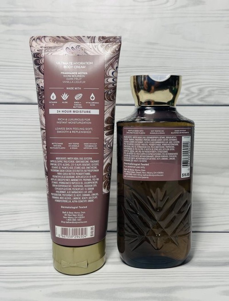 Bath & Body Works Cozy Vanilla Bourbon Ultimate Hydration Body Cream and Body Gel Wash 2 Piece Set