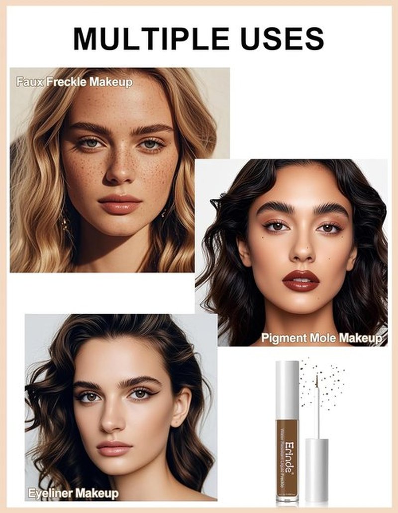 Erinde Faux Freckle Pen - Waterproof Fake Freckles Stamp for Natural-Looking Makeup | 02 Chocolate, Vegan Formula
