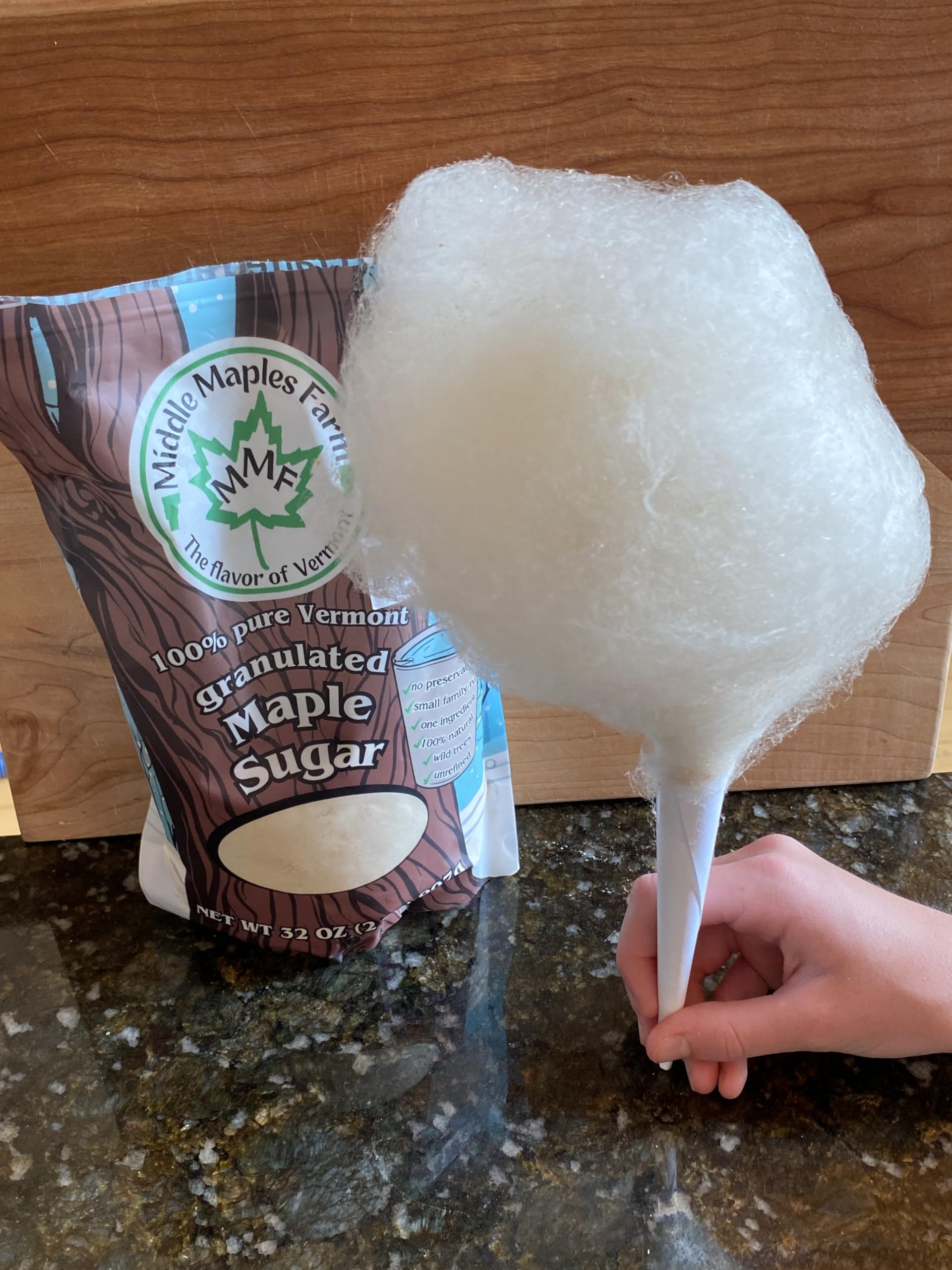 Vermont Pure Powdered Granulated Organic Maple Sugar, Good Cause, Made in the USA, from Middle Maples Farm - 2lb resealable pouch, Raw, Unrefined, Non-GMO, Gluten Free, Nut-Free, No Preservatives, Vegan, No Additives - Great for Desserts, Baking, Dusting,