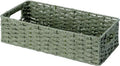 StorageWorks Small Wicker Toilet Basket - Stylish Sage Green Bathroom Organizer with Built-in Handles