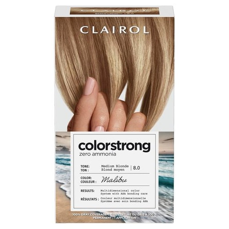 Clairol ColorStrong Permanent Hair Dye - Ammonia-Free, 100% Gray Coverage, 8.0 Medium Blonde