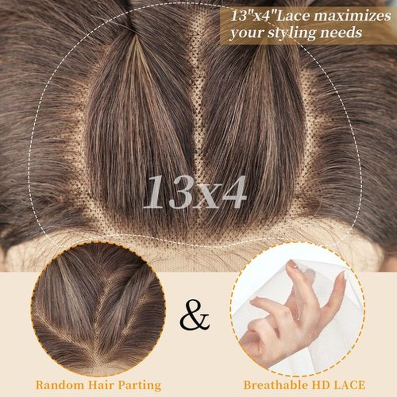 AISI HAIR 13x4 Ombre Blonde Straight Lace Front Wig for Women Synthetic Pre Plucked Blonde Glueless Wig With Baby Hair for Beginner Friendly 28inch