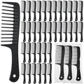 Baderke 50 Pcs Combs Individually Wrapped 9.45 x 2.36 Inches Wide Tooth Combs Disposable Detangling Large Salon Hair Paddle Brush Detangler for Men Women, Black