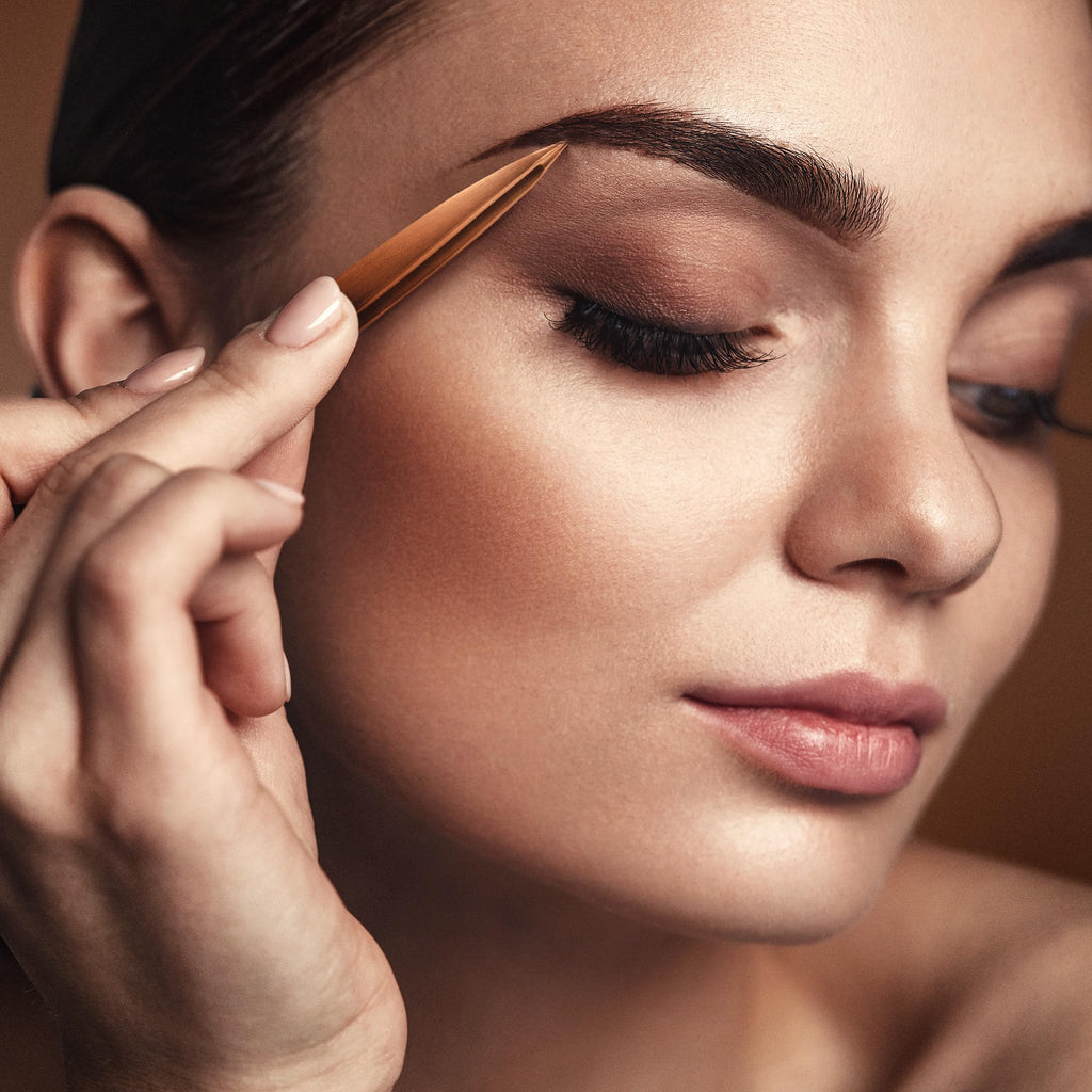 By MILLY Precision Tweezers Set | Titanium Series | Slanted and Pointed Tip Tweezers Kit | Aligned & Hand-Filed Tweezer Set Professional | Hair Removal & Eyebrow Tweezers | Rose Gold