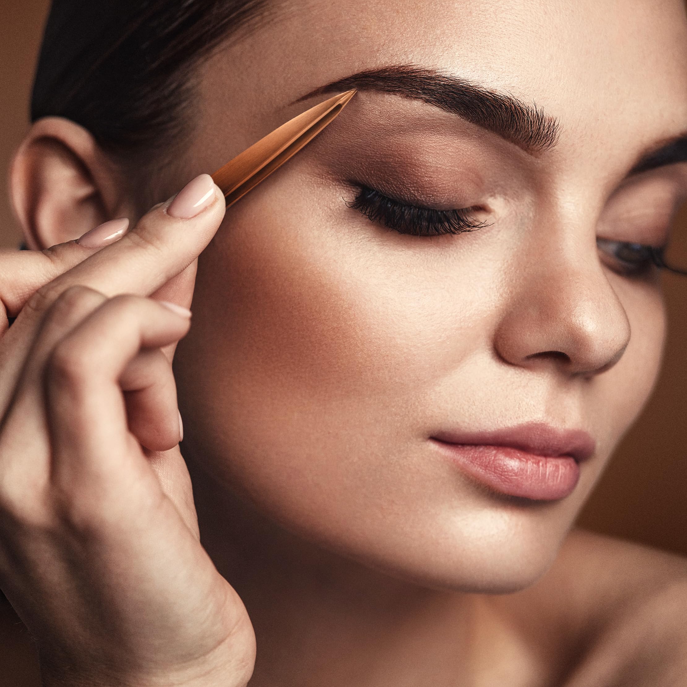 By MILLY Precision Tweezers Set | Titanium Series | Slanted and Pointed Tip Tweezers Kit | Aligned & Hand-Filed Tweezer Set Professional | Hair Removal & Eyebrow Tweezers | Rose Gold
