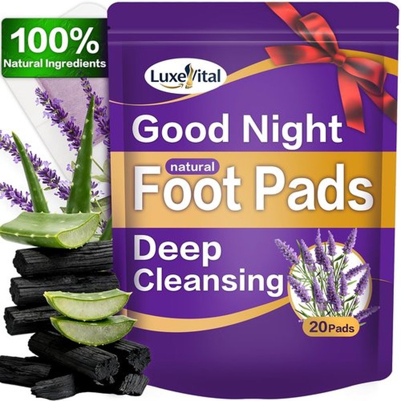 LuxeVital Natural Deep Cleansing Foot Pads - Goodnight Bamboo Foot Patches for Overnight Sleep Foot Care