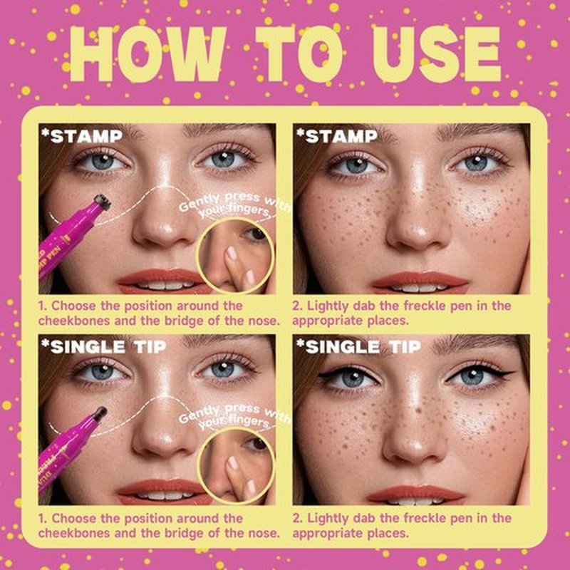 Dual-Ended Freckle Stamp Pen – Realistic Faux Freckles Makeup with Soft Sponge Stamp & Precision Tip – Waterproof Long-Lasting Freckle Marker for Natural or Bold Looks (04 Deep chocolate Brown)