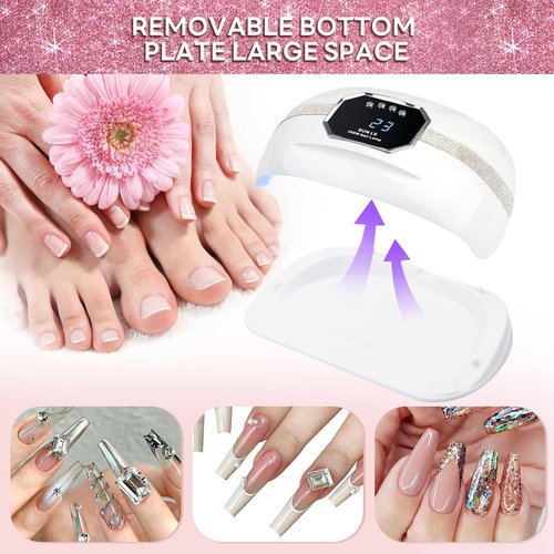 GGUP 268W UV LED Nail Lamp,Professional Nail Dryer, Gel UV LED Nail Light for 2 Hands,Nail Curing Light with 45 pcs LEDs, 4 Timer Settings Auto Sensor,Gel Nail Art Lamp for Fingernail and Toenail