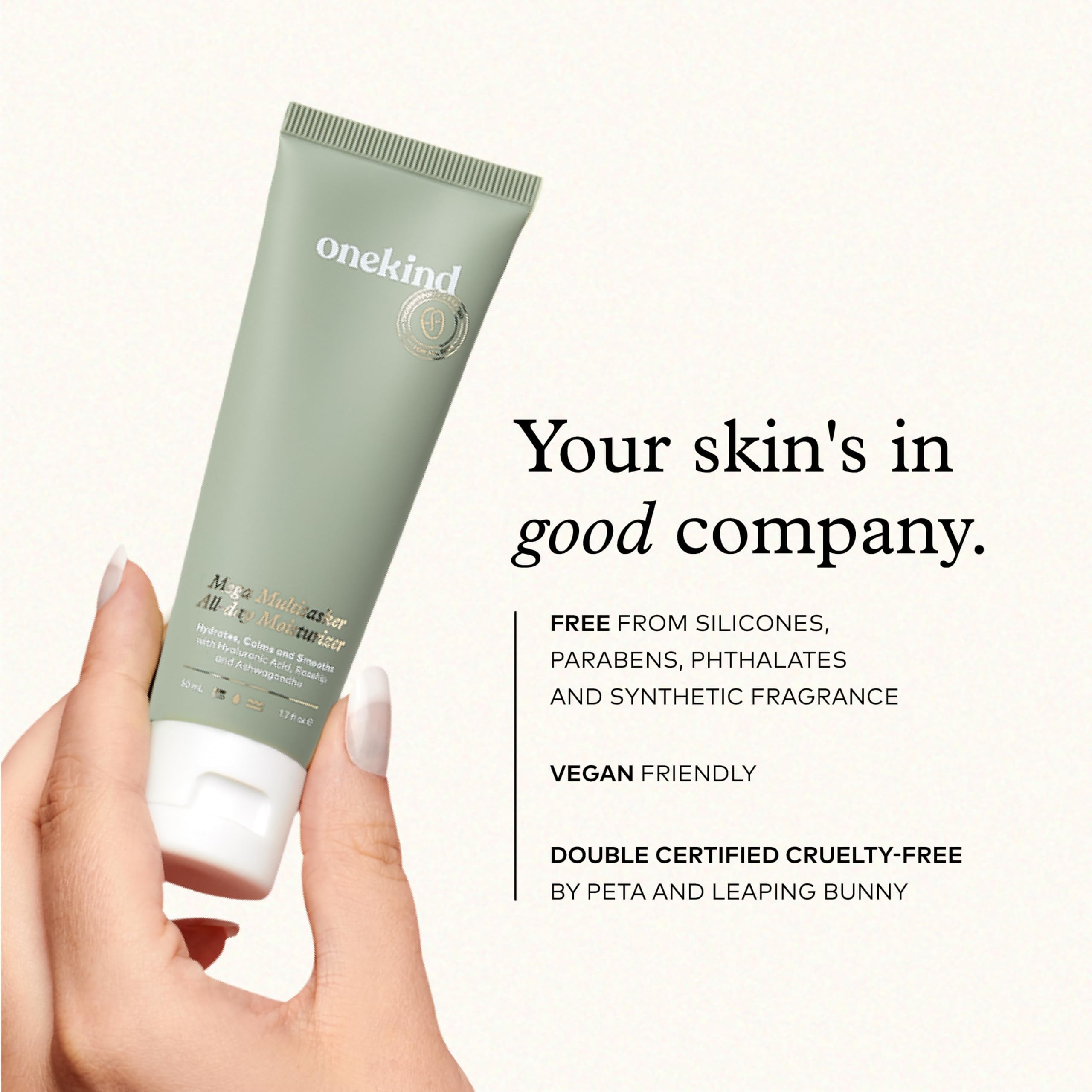 Onekind Mega Multitasker All-Day Moisturizer, Hydrating Face Cream with Hyaluronic Acid and Glycerin, Fragrance-Free Anti-Aging Moisturizer for Sensitive & Mature Skin, Clean Skincare, (Pack of 2)