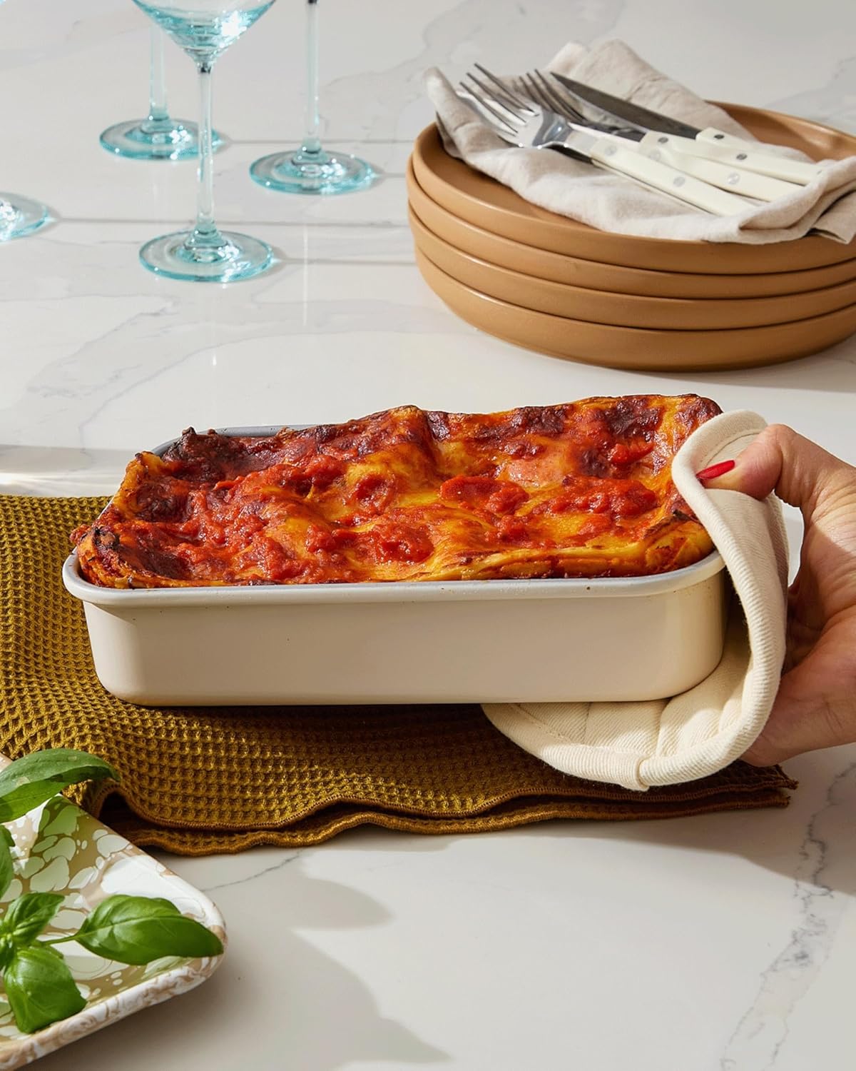 Caraway Nonstick Baking Pan Duo - 9” x 6.5” Deep Ceramic Casserole Dish - Non-Toxic, PTFE & PFOA Free - Sage