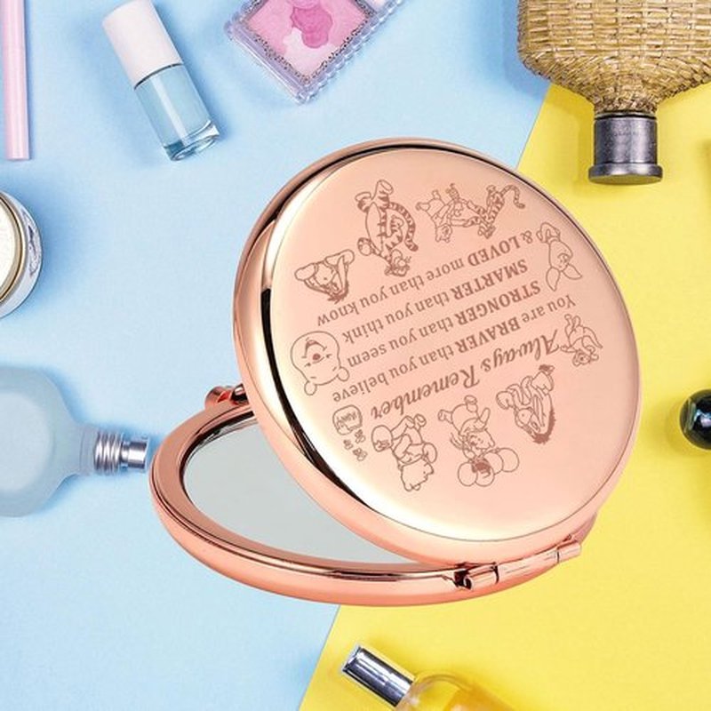 KEYCHIN Honey Bear Compact Makeup Mirror - Inspiring Design with Pig, Donkey, Tiger & Rabbit | Perfect Gift