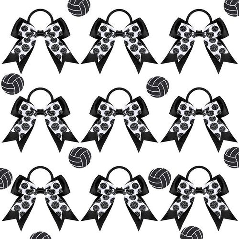 MTLEE 9 Pieces Sports Ball Hair Bows Volleyball Hair Bows Elastic Scrunchies Bands Cheerleader Ponytail Holder Sport Accessories for Players Teams (Volleyball)
