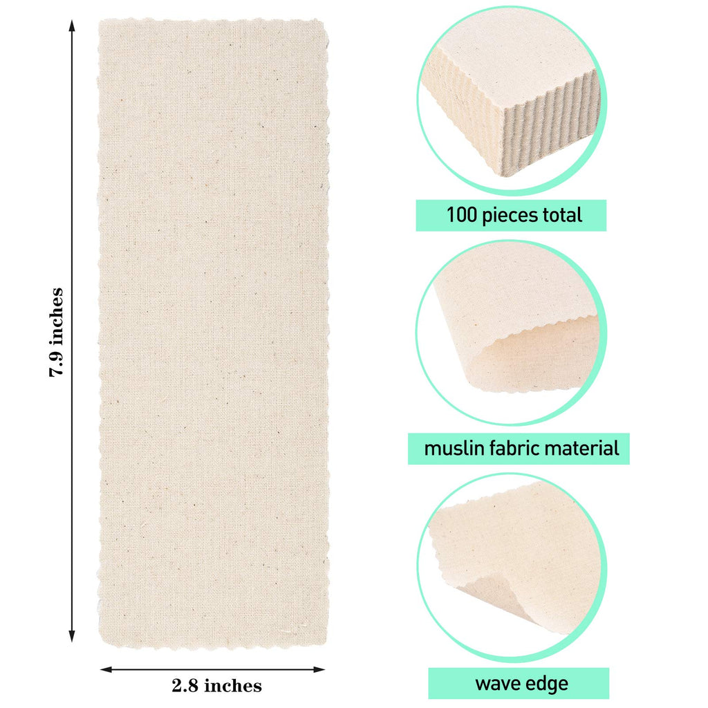 Maitys 100 Pieces Body and Facial Muslin Strips for Hair Removal Natural Muslin Epilating Strips 2.8 x 7.9 Inches Large Bulk for Women and Men