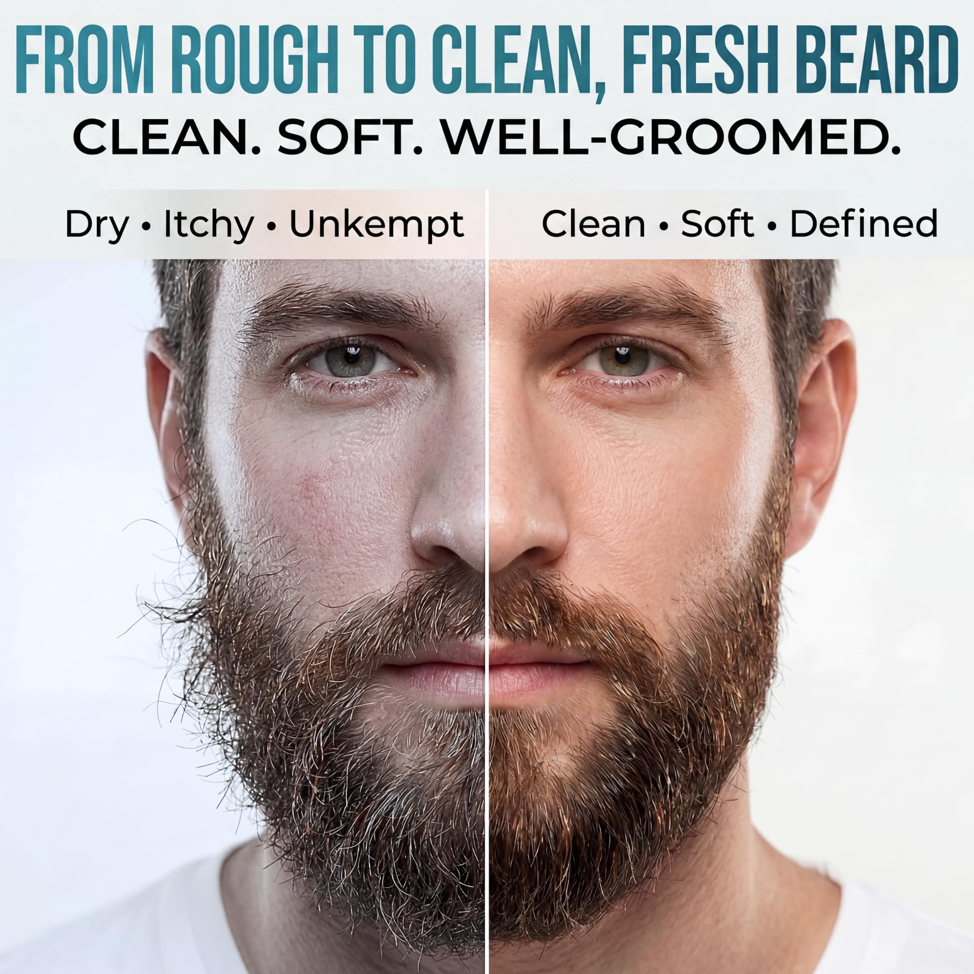 Safiora Rivaro Beard Wash for Men with Tea Tree & Sandalwood – Hydrating Beard Shampoo Softener for Coarse Hair, Grooming Cleanser for Daily Care Routine – Moisturizing Wash for Black Men (16 Fl Oz)