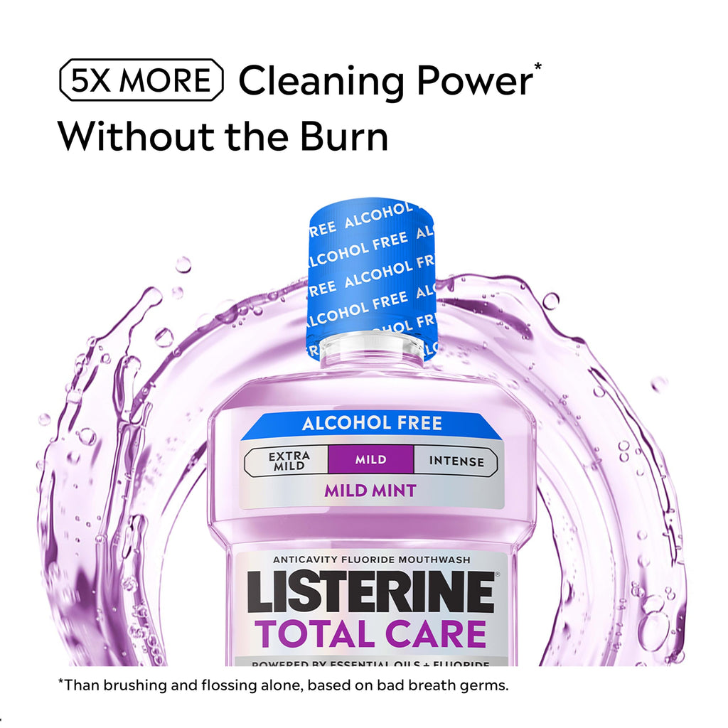 Listerine Total Care Alcohol Free Mouthwash, Mild Mint, 33.8 fl. oz/1L x 2