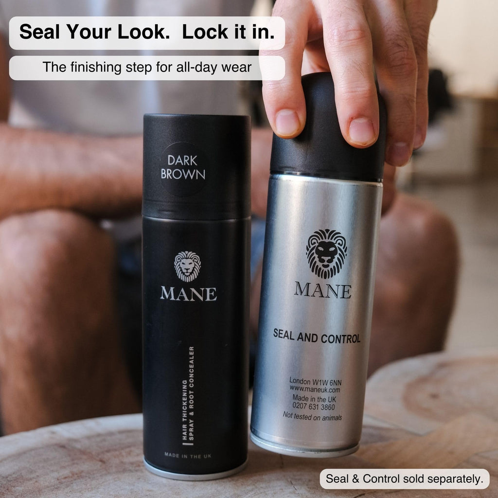 Mane Micro-Mineral Hair Thickening Spray & Root Touch Up Spray, Instant Volume & Root Cover Up for Thinning or Fine Hair, Buildable Coverage for Men & Women, Travel Size, Medium Brown, 100 ml