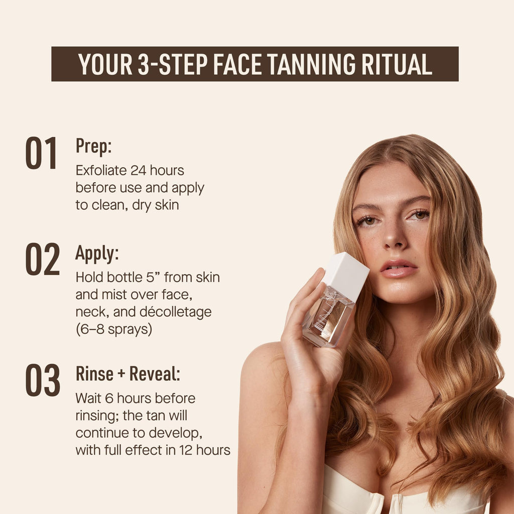 Nuda CloudMist Face Tan Water | Buildable Facial Tanning Mist for Light to Medium Complexions | Infused with Vitamins and White Tea & Rosehip Extracts | Lightweight, Bronzer-Free Formula, (2.5 Fl Oz)