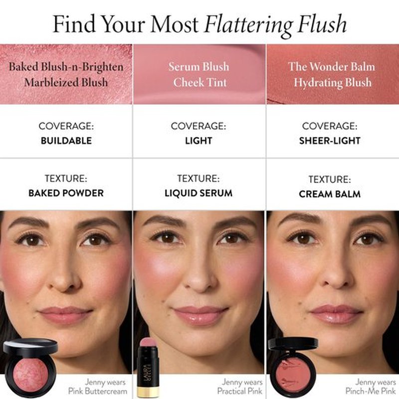 LAURA GELLER NEW YORK Baked Blush-n-Brighten Marbleized Blush for Cheeks - Ethereal Rose - Natural Finish - Buildable Color