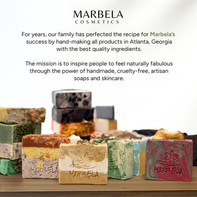 Marbela Cosmetics Handmade Soap Bar - Made in USA, Vegan Friendly, Palm Oil Free, Natural Bar Soap - Gentle Face & Body Soap for Daily Skin Care, Moisturizing & Nourishing - 3.5 oz (Wild Jasmine)