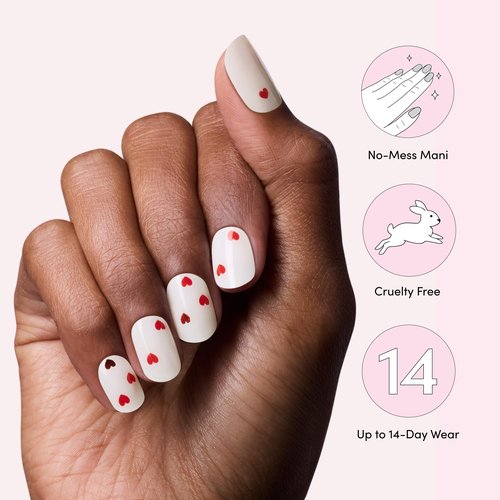 Dashing Diva Valentine Glaze Nail Strip Set - It's Fate - Long Lasting, Chip Resistant, Semi-Cured Gel Nail Strips - Valentines Gel Set - 4-Piece Manicure Kit with 32 Strips