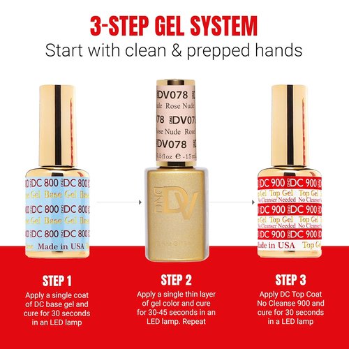 DND Gel Polish Set - Coquette Collection | UV/LED Gel & Air Dry Nail Lacquer Duo, 078 Rose Nude, 0.5 Fl Oz