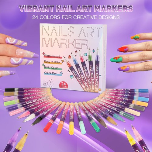 Nail Art Pens,DIY Nail Art Markers 24 Color Drawing Painting Pen,Waterproof and Quick-drying Nail Art Tools for Graffiti Dotting Drawing Painting Point Liner