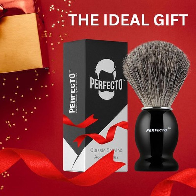 Perfecto 100% Pure Badger Shaving Brush - Black Handle for a Superior Shaving Experience | Ideal for Safety, Double Edge, and Straight Razors