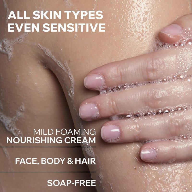 Uriage Daily Moisturizing Cleansing Cream - Nourishing 2-In-1 Body Wash with Shea Butter | Soap-Free, Fresh Scent, 200ml