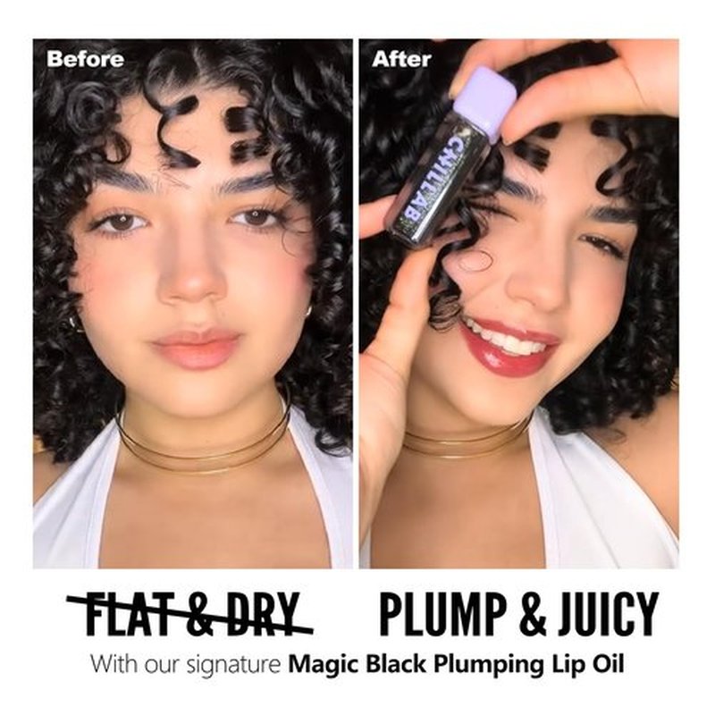 Chillab Magic Black Plumping Lip Oil, Hydrating, Color-Adapting, High-Shine Gloss, Non-Sticky, Nourishing & Long-Lasting Lip Treatment