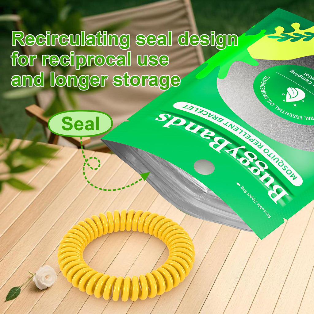 BuggyBands 48 Pack Mosquito Bracelets, Mosquito Bands for Adults and Kids with Individually Wrapped & DEET Free, Natural and Waterproof Wristbands Citronella Bracelets for Camping Hiking