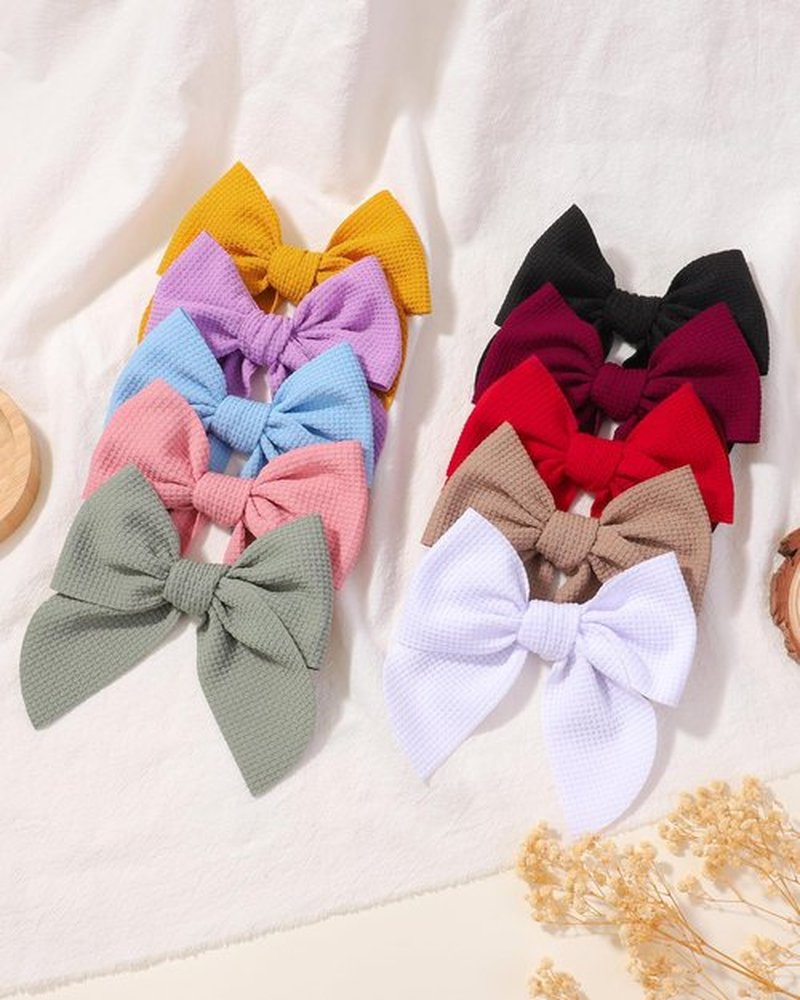 doboi 10PCS Baby Girls Hair Clips Bows Waffle Fable Hair Bows for Girls Hair Accessories for Baby Toddlers Kids 4.5 Inches
