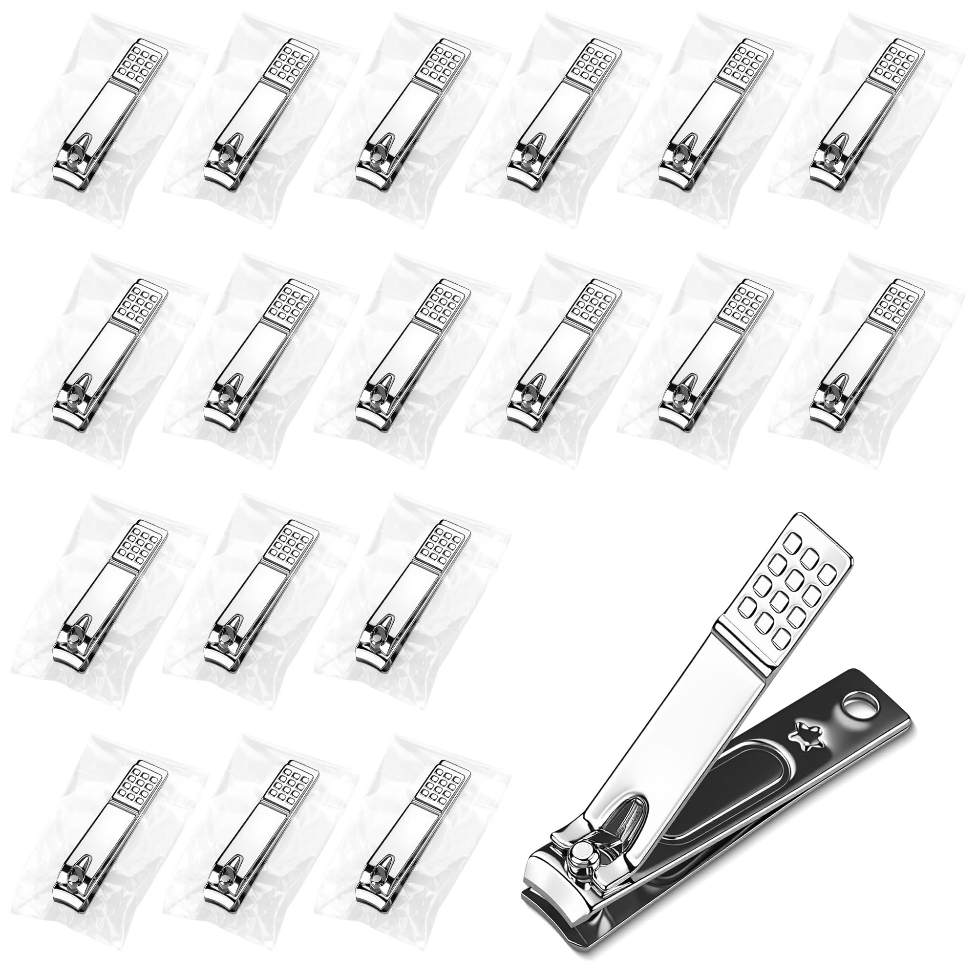 Lilingsty Nail Clippers Bulk, Fingernail Clippers Bulk, Individually Packaged, Straight-Blade Stainless Steel, Suitable for Travel, Hotels, Homeless, Charitable Organizations (20-Pack)