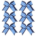 8 Inch 2 Colors Cheerleader Bows 2 Layers 6 Pcs Ponytail Holder Cheerleading Bows Hair Elastic Hair Tie (Navy blue/Columbia blue)