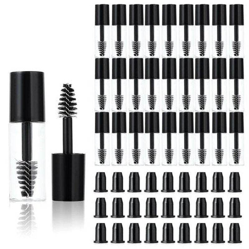 27Pcs Empty Mascara Tubes with Wand Mini 3ml Empty Mascara Bottles with Brush Rubber Inserts Small Sample Size Eyelash Growth packing Tube Container for Travel(Black)