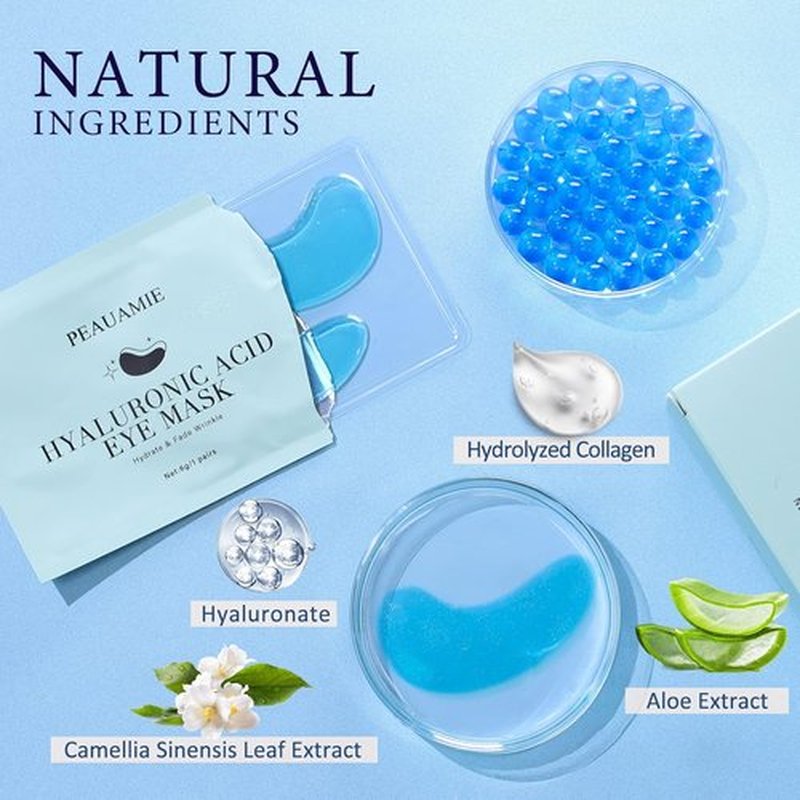 PEAUAMIE Under Eye Patches - Hyaluronic Acid Mask for Dark Circles & Puffiness | 30 Pairs