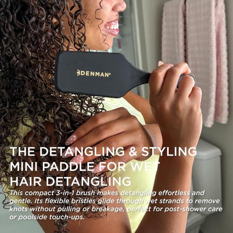 Denman Detangling Paddle Brush - Versatile Wet or Dry Hair Styler for Curly, Coily & Straight Hair