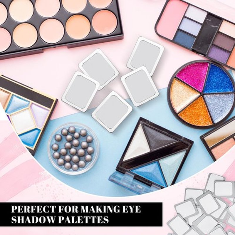 Sumind 101 Pack Metal Stickers for Eyeshadow Palette Set, Includes 1 Makeup Depotting Tool, Adhesive Empty Metal Makeup Colorful Palette Stickers(100 Pcs Square)