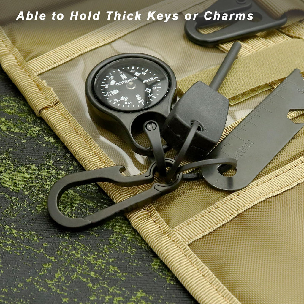 PJYTAC Titanium Keychain Rings Heavy Duty Side Push Key Rings for Car Keys Easy Quick Release EDC Split Keyrings (1, Black, Medium)