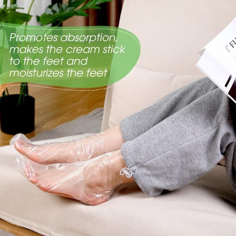 Dansib 1500 Pcs Disposable Plastic Foot Covers for Feet Paraffin Bath Liners for Foot Pedicure Moisturizing Socks Spa Feet Care Hot Wax Therapy Booties Bags Covers with Stickers for Snug Closure